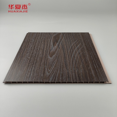 Vendita in grosso di pannelli di pareti in PVC a grano di legno scuro impermeabili a umidità pannelli di soffitto in PVC Decorazione per ufficio