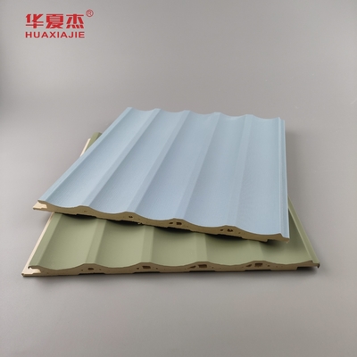 Pannello di parete Wpc stratificato Pannello di PVC a piatto Verde Blu Decorazione degli edifici