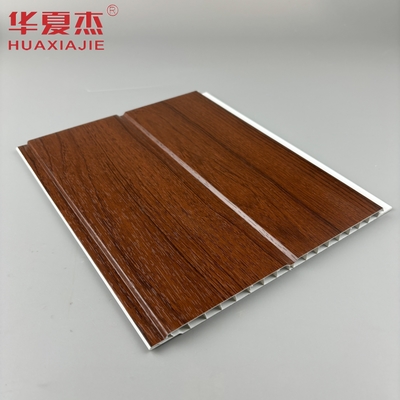 pannello di parete in pvc a forma di U pannello di soffitto in pvc a prova di umidità in legno rosso per la decorazione del soggiorno domestico