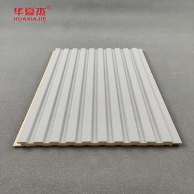 Prezzo buono pannello di parete a piombo in WPC impermeabile in colore grigio superficie piatta lunghezza personalizzabile per la decorazione interna in linea
