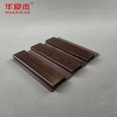 Prezzo buono Pannello murale scanalato in composito di legno e plastica (WPC) in noce nero, superficie stampata, impermeabile e facile da pulire in linea